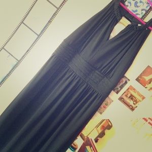 Black maxi dress with gold detailing