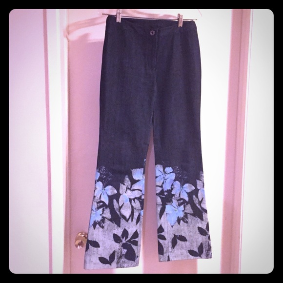 Vintage Floral Hem Denim