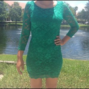 Arden B lace open back dress