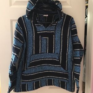 Blue patterned Baja Hoodie. Size Small