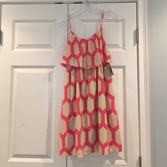 BRAND NEW boutique cream and pink dress!!!