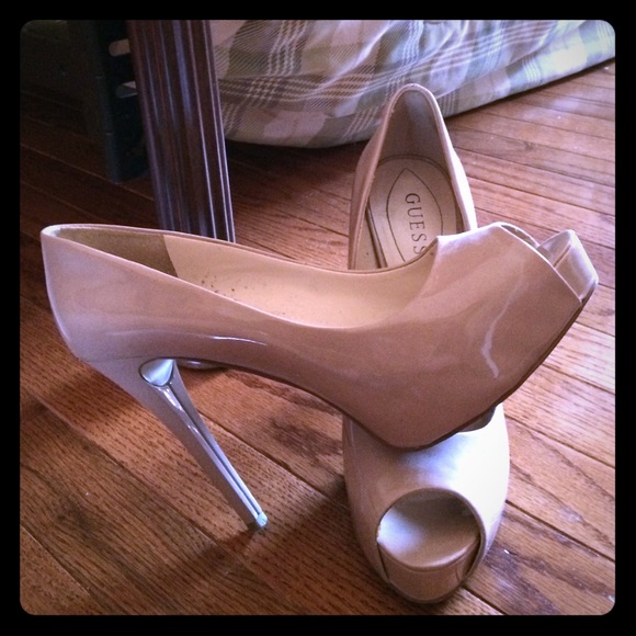 Guess Shoes - Guess nude peep toe heels