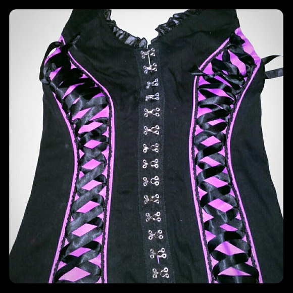 Purple and black "corset" top