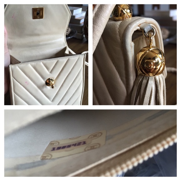 Sold! Chanel Quilted Ivory Leather Handbag - Picture 4 of 4