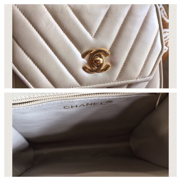 Sold! Chanel Quilted Ivory Leather Handbag - Picture 2 of 4
