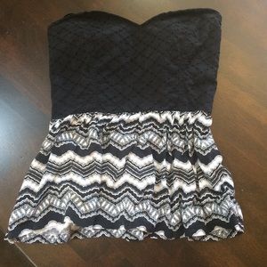 Strapless black and white top