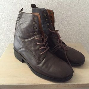 Vintage style brown leather boots