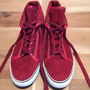 Red suede sneakers