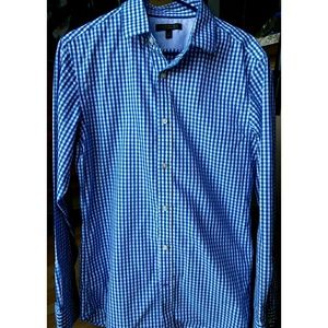Men's Blue Checkered Button-Up