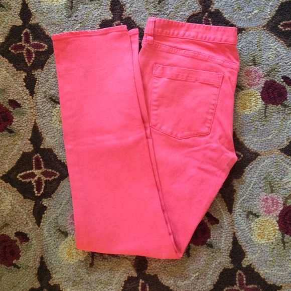 Pink J. Crew Matchstick jeans