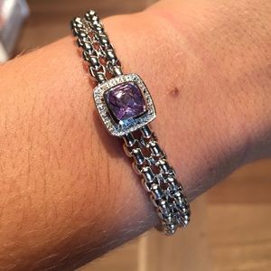Silver, diamond, and amethyst bracelet-real