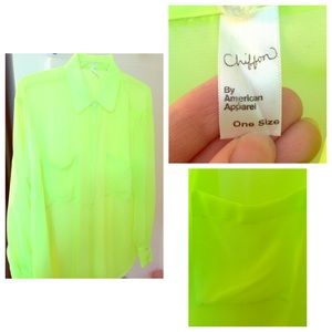 American Apparel chiffon neon green blouse