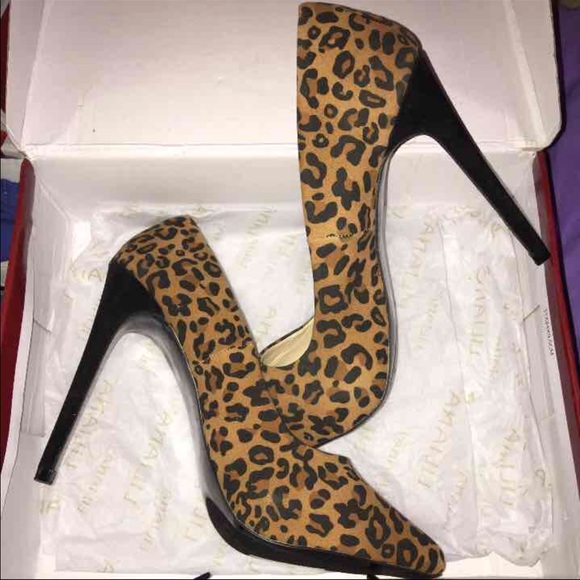 Liliana leopard print pointed-toe pumps.