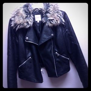 Fluffy leather jacket
