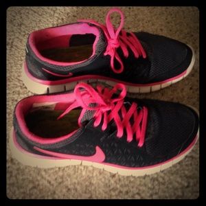 Pink and Black Nike Free Run 3.0