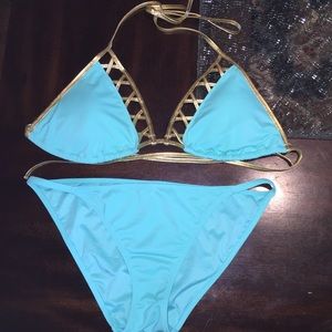 Turquoise and Gold Victoria's Secret Swim Set