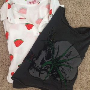 Watermelon dress + skull crop top