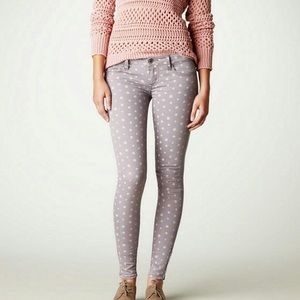 Purple and white polka dot pants