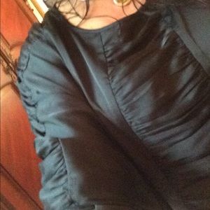 Black silk like ruched top