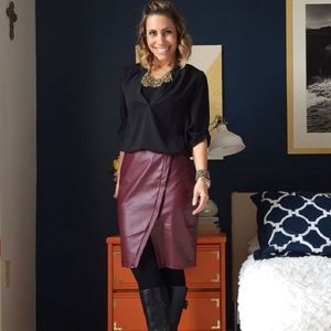 Maroon leather skirt