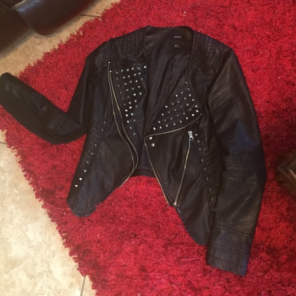 F21 leather spiked jacket