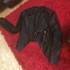 F21 leather spiked jacket