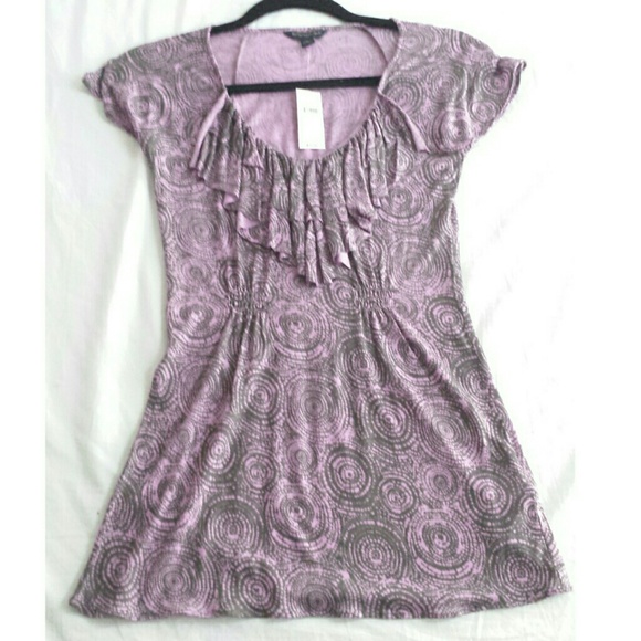 Banana Republic pink & gray ruffled top light - Picture 1 of 3