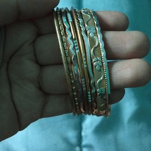 gold set of bracelets (bangles)