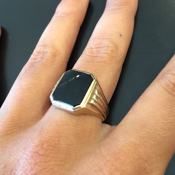 10K gold black statement ring