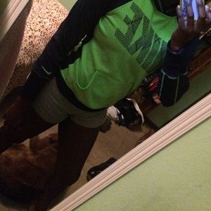 Purple and green Nike sweat shirt
