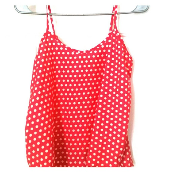 Red and white polka dot camisole