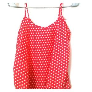 Red and white polka dot camisole
