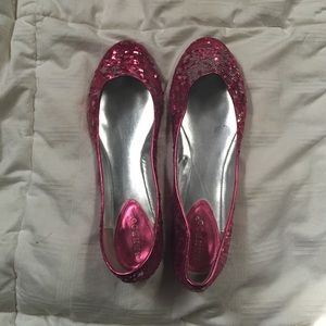 Pink/Silver sequin flats-WORN ONCE