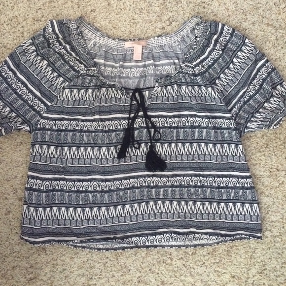 Navy Blue Tribal Print Top - Picture 1 of 3
