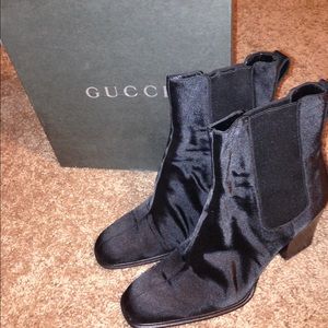 9 1/2 Black Satin Gucci Boots