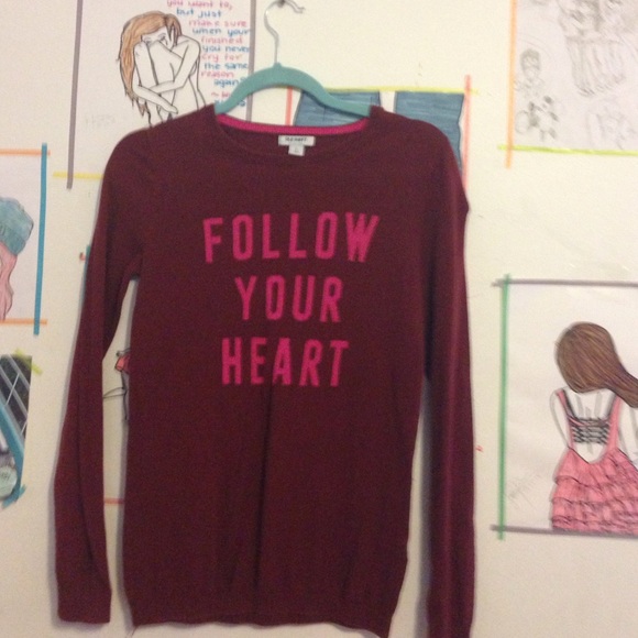 Old navy thin sweater "follow your heart'"