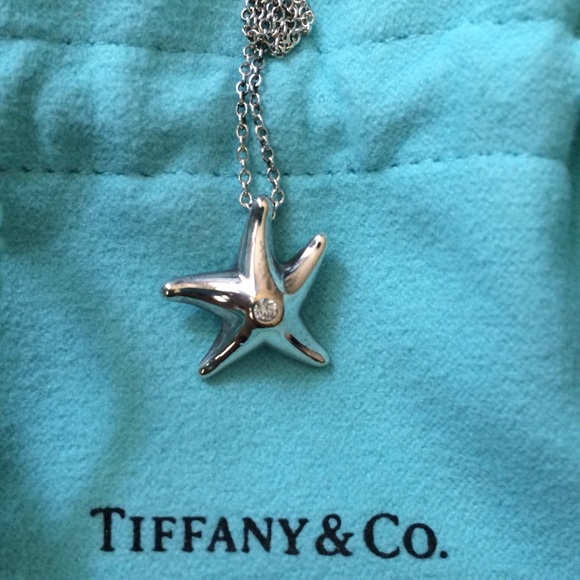 Tiffany & Co Silver & Diamond Starfish Pendant