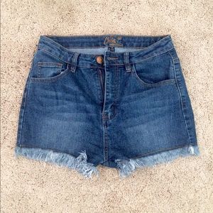 High waisted denim shorts
