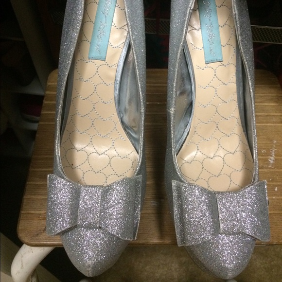 Silver glittery platform heels - Picture 1 of 4