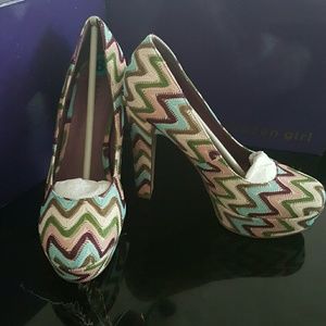 Chevron Madden Girl pumps.