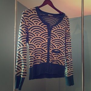 Brooklyn Industries teal and off-white cardigan.