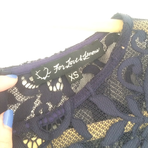 NWOT FOR LOVE AND LEMONS LACE BLUE MINI DRESS - Picture 4 of 4