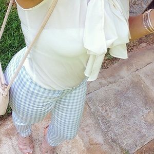 Gingham narrow trousers