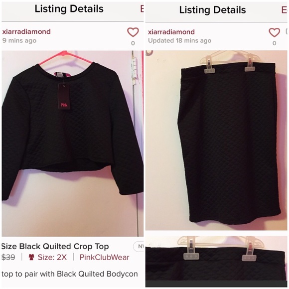Plus Size Quilted Set (Crop Top & Bodycon Skirt)
