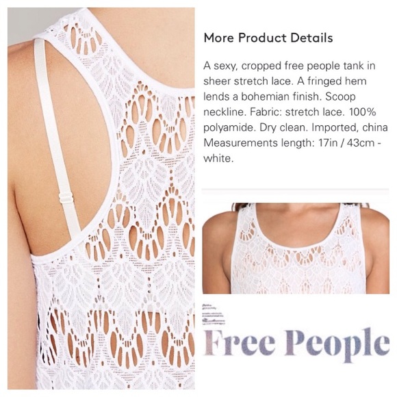 NEW!  Free People Intimately fringe lace cami tank - Picture 2 of 4