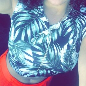 Palm tree print crop top