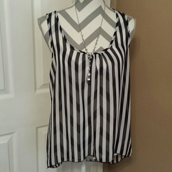 High/low Striped tank top
