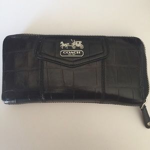 Coach Madison Embossed Croc Accordion Zip Wallet