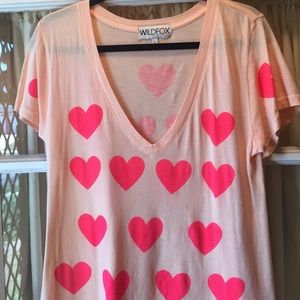 Wildfox hot pink heart graphic tee