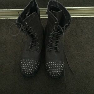 Brown Studded Combat Boots